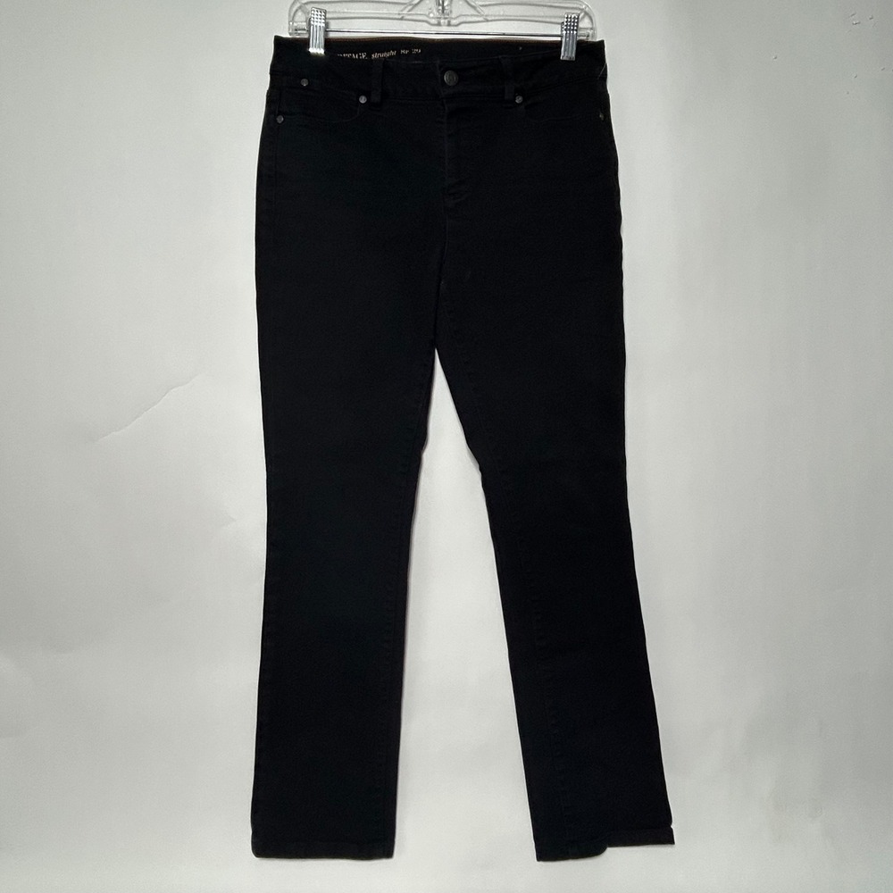 Talbots Heritage Straight Jeans Women 8P Black Stretch Denim Classic Minimalist